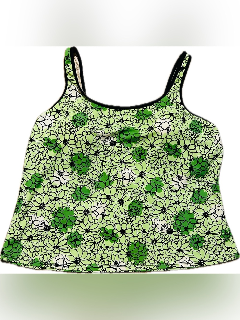 Tropical Escape vibrant green lime floral tankini swim top size 22W